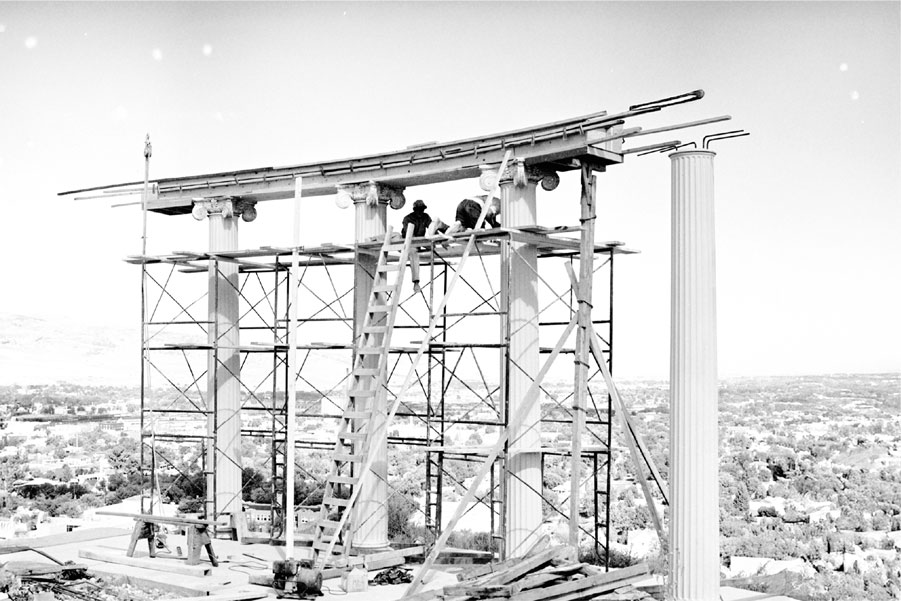 The Red Hill Pillars were donated by McHan Henderson Funeral Home, and they were dedicated on October 17, 1970. Hiking to the pillars soon became a beloved Idaho State student tradition.