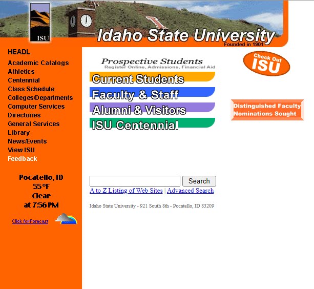 ISU hompage in late 2000