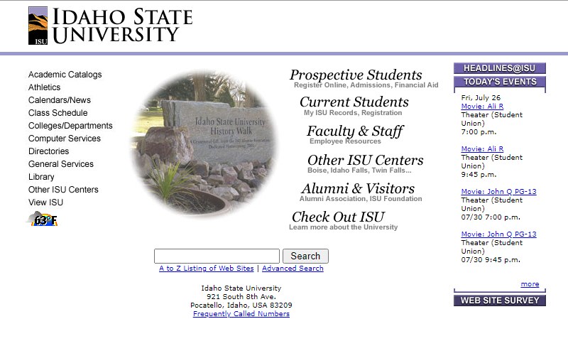 ISU hompage  2001