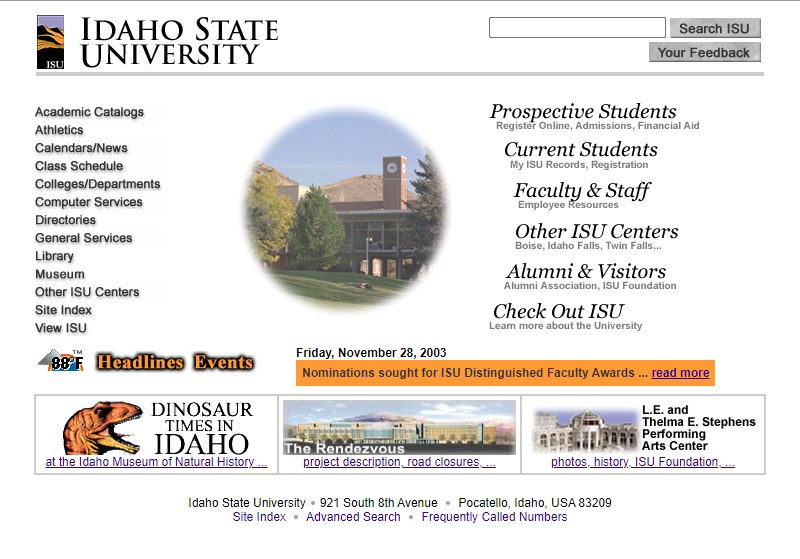 ISU hompage 2003