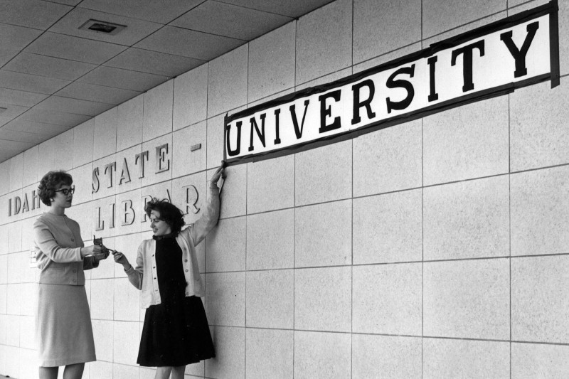 University sign added to library