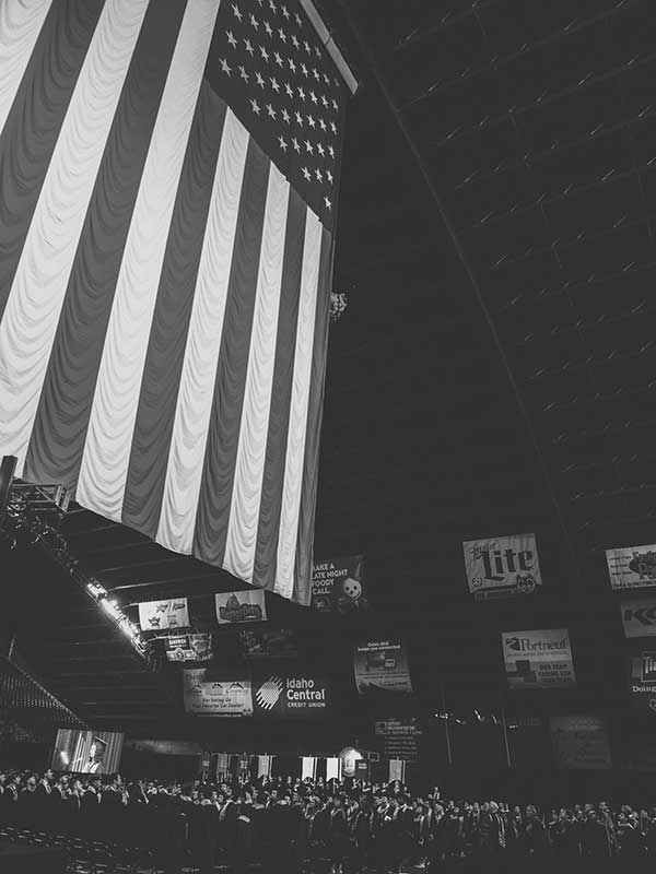 Holt arena's giant flag