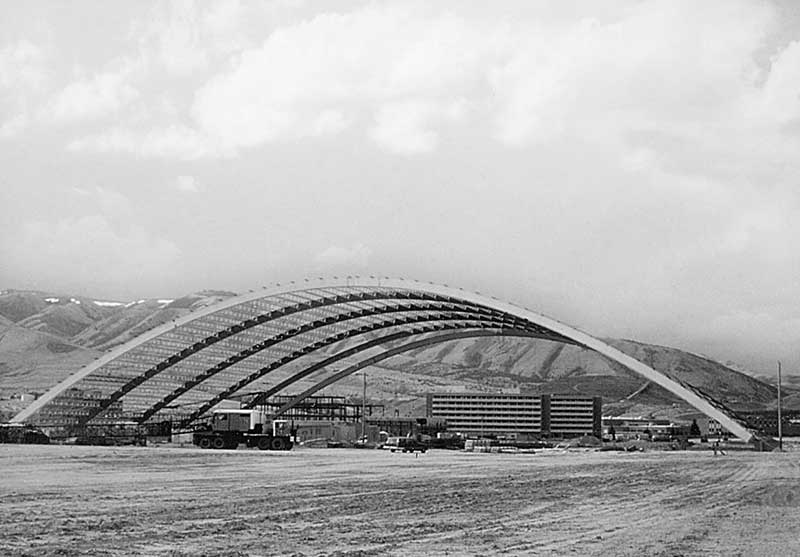 Framework of holt arena during construction