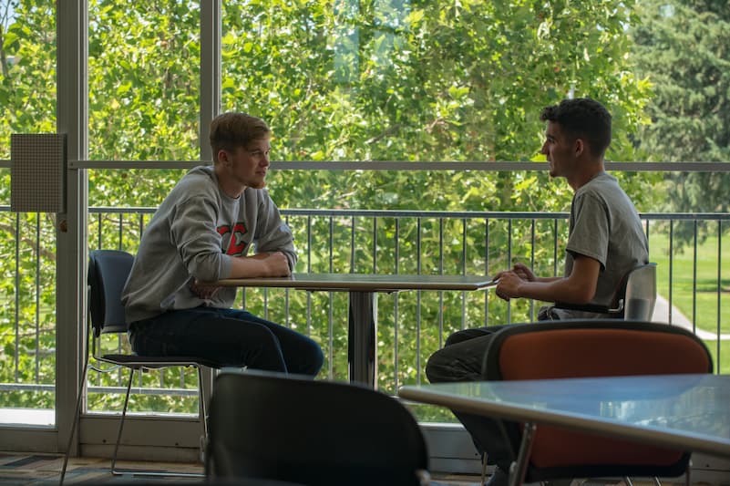 Students conversing in the student union