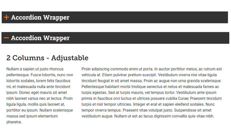 Screenshot of accordion wrapper