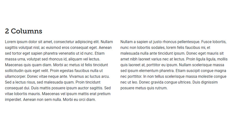 Screenshot of a 2 column content type