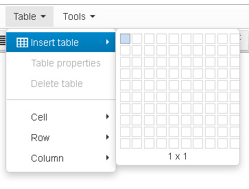 table menu