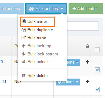 Bulk mirror option in Bulk actions menu