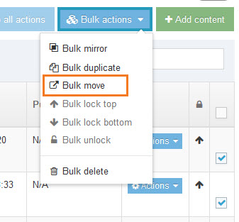 Bulk move option in the bulk actions menu