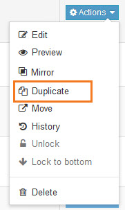 Duplicate option in content type actions menu