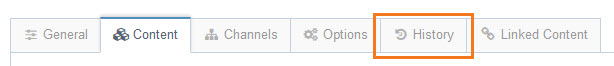 History tab in the content type tabs