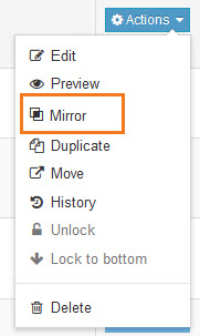 Mirror option in the action menu
