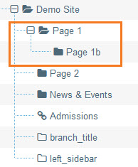 Site structure with child page highlighted