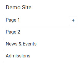 Navigation menu of demo site