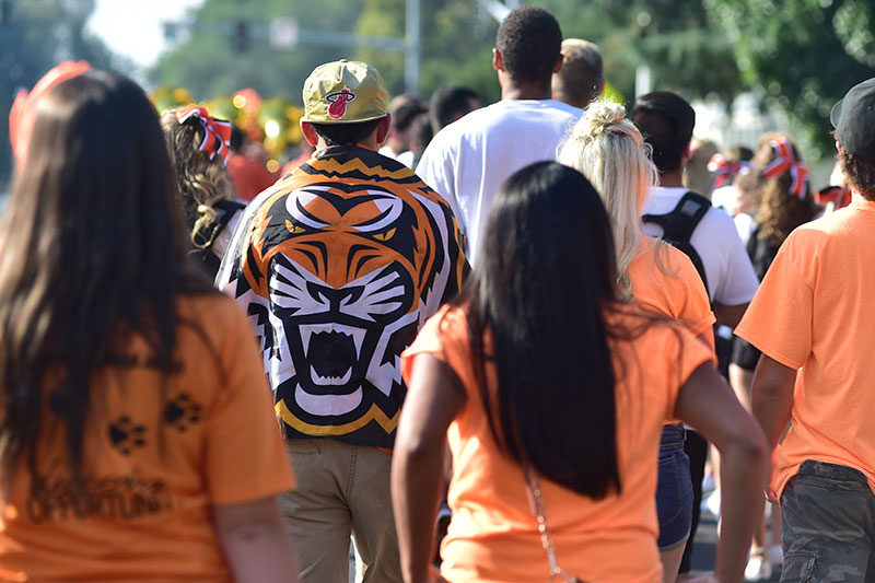 Students wearing Orange and Black for Bengal Wednesday