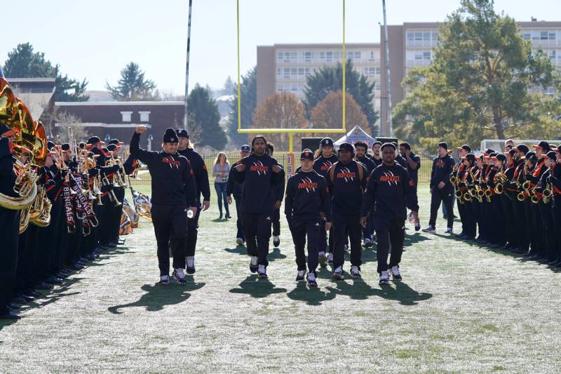 Football team at the begining of a game