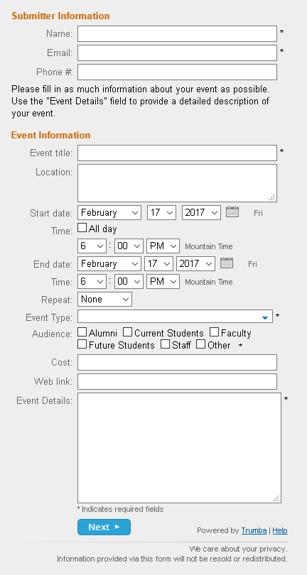 View of Submission form