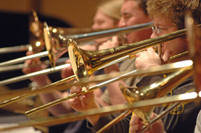 ISU Jazz Band trombonists