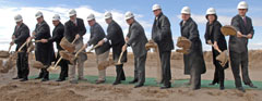Idaho State University President Arthur C. Vailas, center, joins other dignitaries in breaking ground for the new Center for Advanced Energy Studies.
