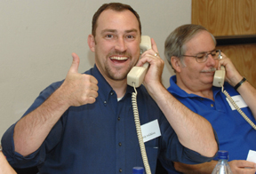 Kip Wilkins, left, and Ed Jordan calling in 2007.
