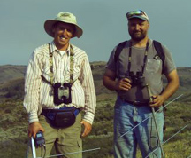ISU grad student Gifford Gillette, left, and ISU associate professor David Delehanty with telemetry equipment used to track mountain quail. Photo by Gifford Gillette