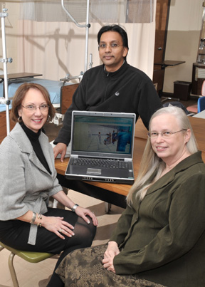 From left, Laura Vailas, Ph.D.,  Development and Education Director for The Hospital Cooperative, Ramesh Ramloll, Ph.D., research assistant professor at the ISU Institute of Rural Health, and Deana Molinari, Ph.D., RN, CNE, ISU associate professor of nursing and grant principal investigator are working together to better prepare nurses for rural practive in a five-state region, using Web-based pro