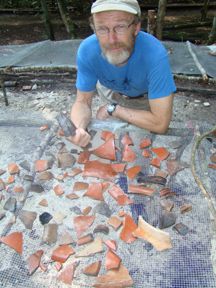 Argyle with ceramics from the Mayan water storage system.