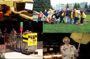 Collage of the Haywire Robotics team in action.