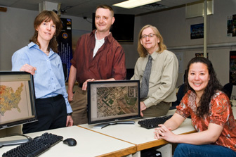 From left, Idaho State University researchers who collaborated on the project include Sophie St-Hilaire, Sylvio Mannel, DeWayne Derryberry, and Amy Commendador. Not pictured is Rakesh Mandal. 