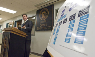 Provost Gary Olson at the Aug. 5 press conference announcing new leadership. 