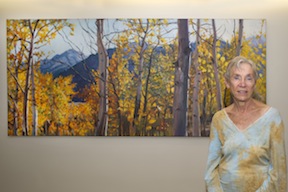 Anne Merkley with her winning painting.