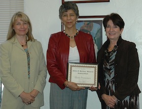 From left, ISU dental hygiene Chair Kristin Calley, award recepient Elena Francisco and Division of Health Sciences Associate Vice President Linda Hatzenbuehler.