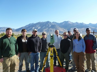 Nancy Glenn, second from right, and the ISU-INL research team at the ISU Department of Geosciences Lost River Field Station north of Mackay on the Big Lost River near the base of Borah Peak. 