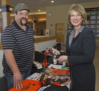 Shawn Kelsch, ISU  College of Business student, Associated Students ISU Senator and member of the ISU Veteran's Club and ISU First Lady Laura Vailas helped out last week with Operation Gift Wrap and Toys for Tots efforts for ISU's veterans.