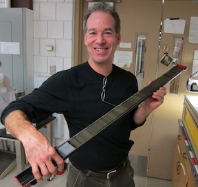 ISU professor Bruce Finney shows the type of core sample that he and ISU researcher Mark Shapley used to analyze nitrogen deposits for the study published in the journal Science. (Photo courtesy Bruce Finney)