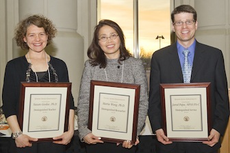 From left, ISU 2012 Distinguished Faculty Susan Goslee, Maria Wong and Jared Papa.