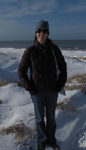 Katherine Maschner on the shore of the Bering Sea.