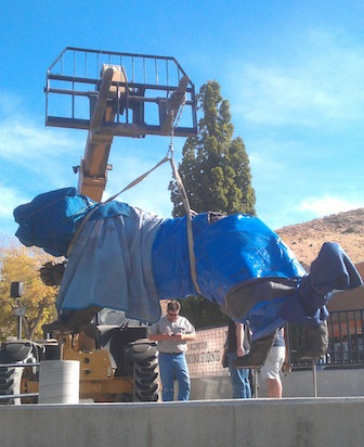 Bengal statue when it was being installed.