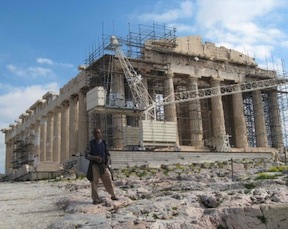 Naidu with Acropolis in Athens, Greece, in the background.