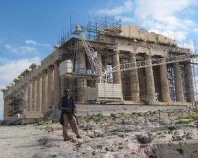 Naidu with Acropolis in Athens, Greece, in the background.