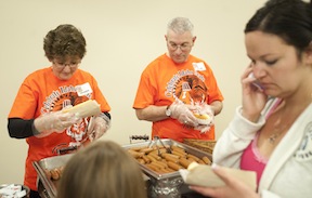 Free food is a big hit at Celebrate Idaho State.