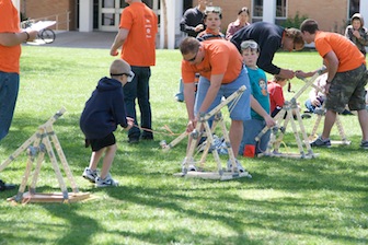 A scene from last year's catapult competition at the Idaho Science and Engineering Festival.