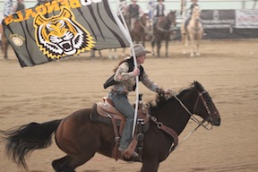 Kiara Wanner with Bengal flag. (ISU Photographic Services)
