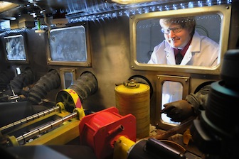 Idaho State University researcher Eric Burgett works at the Research in Science and Engineering (RISE) facility in Pocatello. (INL photo)