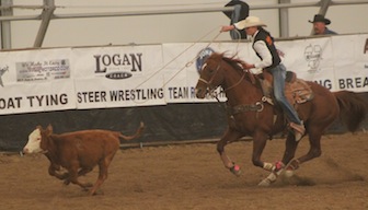 Kimberlyn Fehringer competing in break away roping earlier this year. (ISU Photographic Services)
