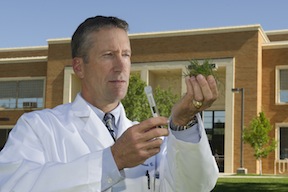 ISU researcher Michael Meyers studied the injury rate for collegiate women's soccer athletes playing on FieldTurf versus natural grass. (ISU Photographic Services by Susan Duncan)