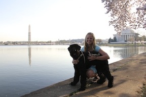 Casidy Robison with her dog, Izzy, at the Tidal Basin next to the Jefferson Memorial in Washington, D.C. (Photo provided by Robison)