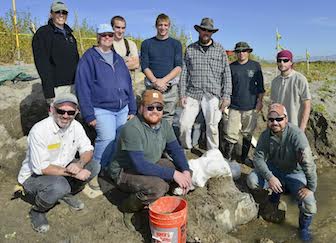 From left, kneeling in front, Sean Hess (Bureau of Reclamation), Curt Schmitz (IMNH), Travis Helm (ISU CPI graduate student); standing, Jenny Huang (Bureau of Reclamation), Mary Thompson (IMNH), Kyle Hand (CPI undergraduate), Josh Eppley (volunteer graduate student), Adam Clegg (CPI graduate student), Jeff Castro (ISU undergrad student - working on grant), Casey Dooms (CPI undergraduate student).