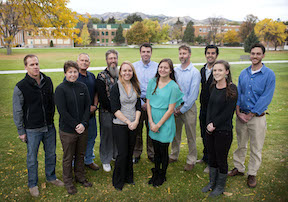 NASA's John Schnase, third from left, and ISU's Keith Weber, fourth from left, worked this fall on the ISU campus with scientists and students from ISU, NASA Goddard Space Flight Center in Maryland and the NASA DEVELOP program headquartered at the NASA Langley Research Center in Virginia.