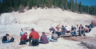 ISU students studying at a geothermal site in Yellowstone National Park